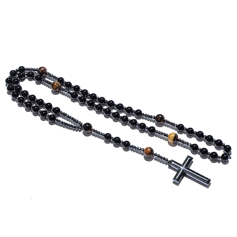 Yellow Tiger Eyes Black Rosary