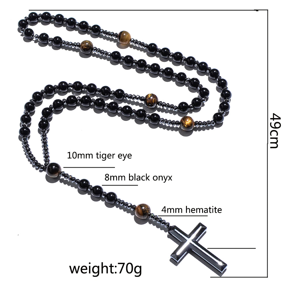 Yellow Tiger Eyes Black Rosary