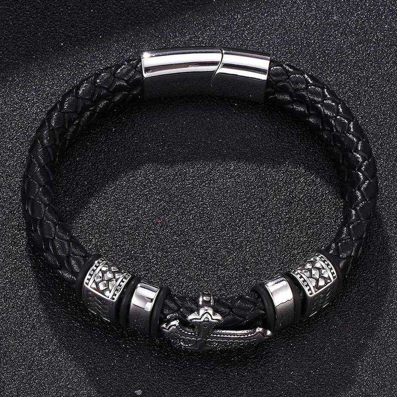 Leather Cross Bracelet