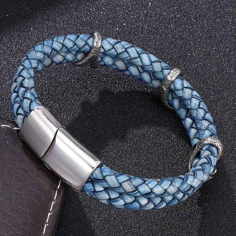 UNISEX Blue Braided Leather