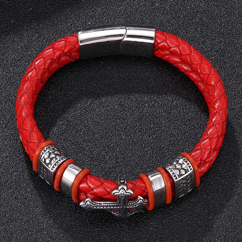 Leather Cross Bracelet